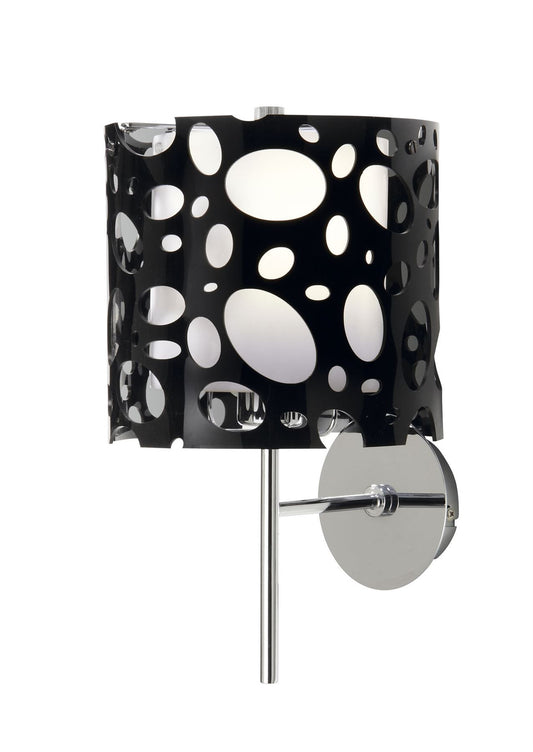 Mantra Lupin Wall Light 1 Light E27, Gloss Black/White Acrylic/Polished Chrome, CFL Lamps INCLUDED
