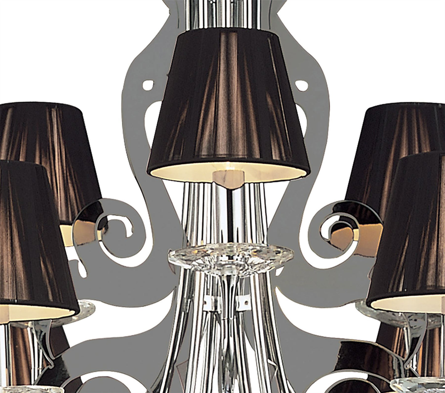 Mantra Acanto 84cm Pendant Round 9 Light E14, Polished Chrome with Black Shades