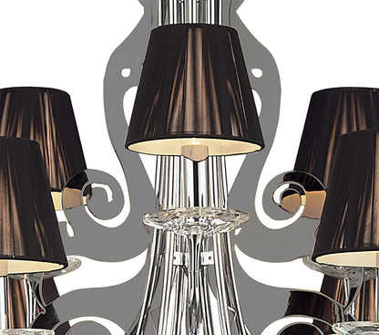 Mantra Acanto 84cm Pendant Round 9 Light E14, Polished Chrome with Black Shades