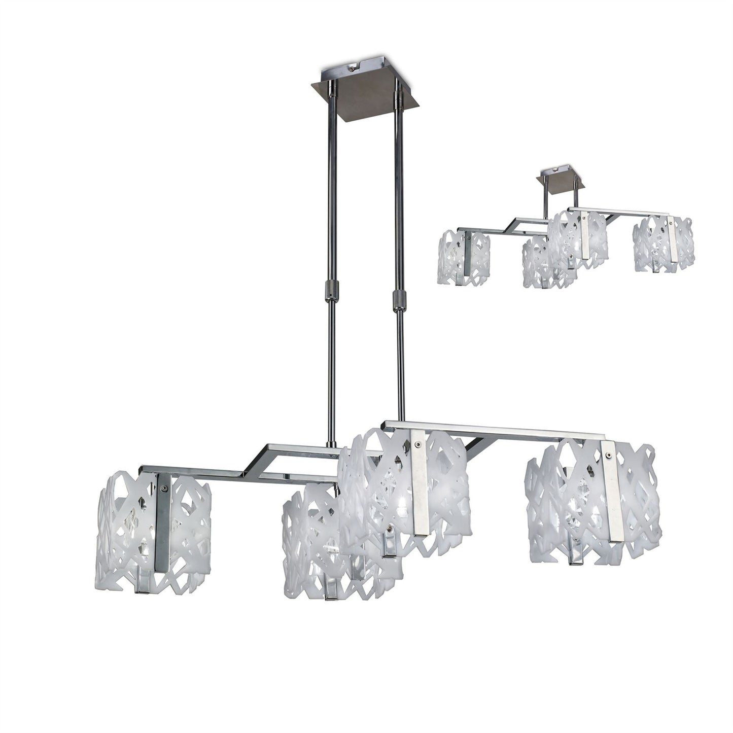 Mantra M1257 Tokio Rectangular Telescopic Semi Flush Convertible 4 Light G9 Line, Gloss White/Polished Chrome