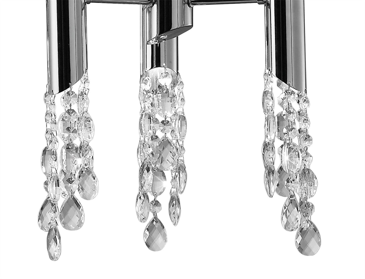 Mantra M3853 Tiffany Pendant 6+6 Light E27+G9 Oval, Polished Chrome with White Shade & Clear Crystal