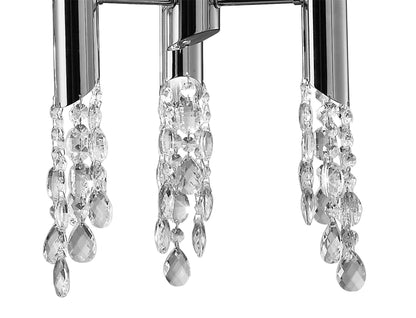 Mantra M3853 Tiffany Pendant 6+6 Light E27+G9 Oval, Polished Chrome with White Shade & Clear Crystal