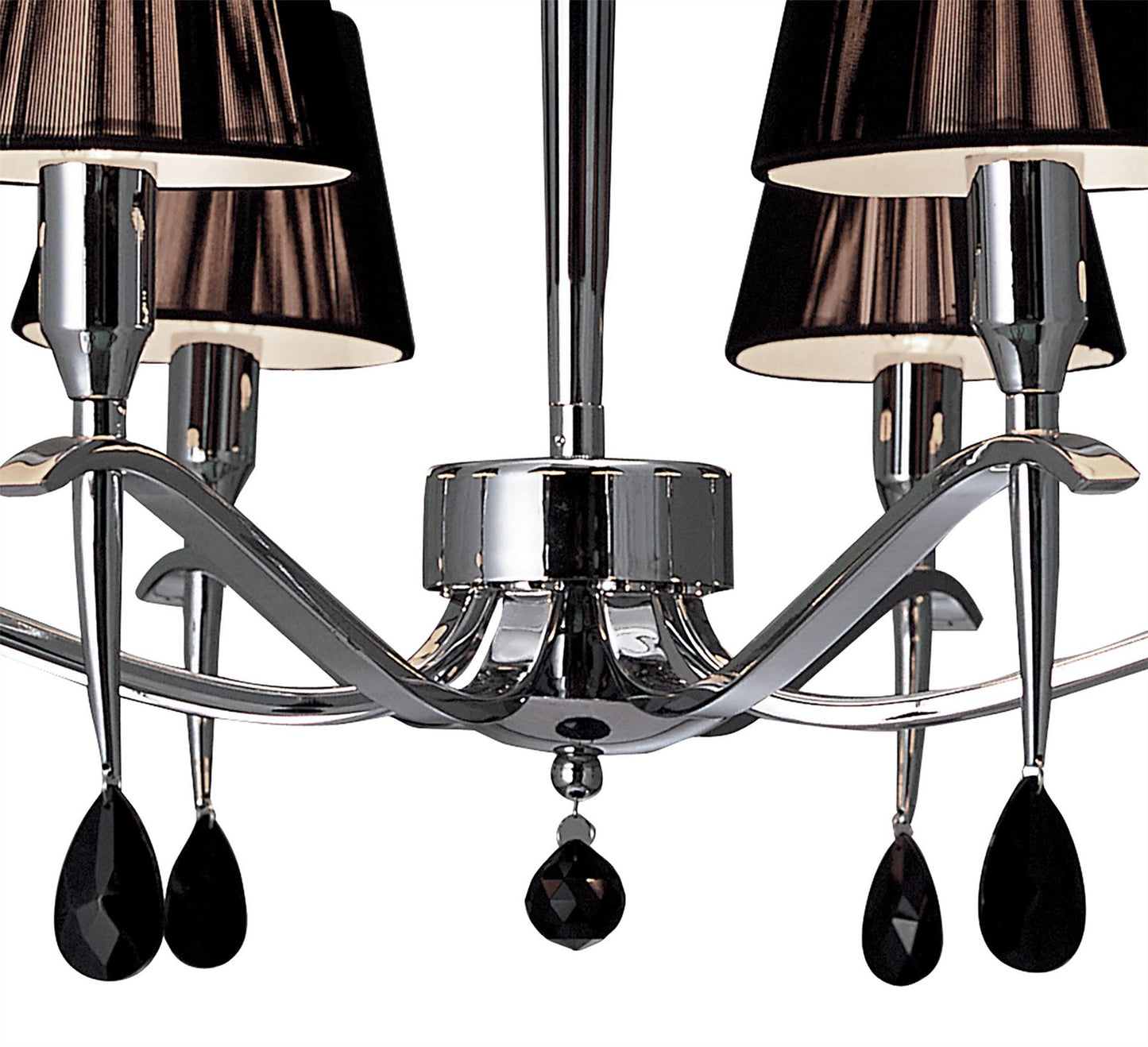 Mantra M0341 Siena Pendant Round 8 Light E14, Polished Chrome with Black Shades and Black Crystal
