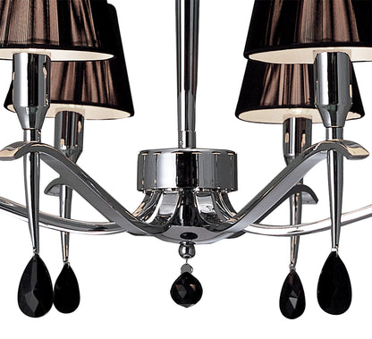 Mantra M0341 Siena Pendant Round 8 Light E14, Polished Chrome with Black Shades and Black Crystal