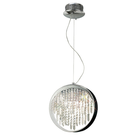 Diyas Geo  with Black Shade 9 Light G4 Polished Chrome/Crystal, NOT LED/CFL Compatible Ceiling Pendant Light Fitting