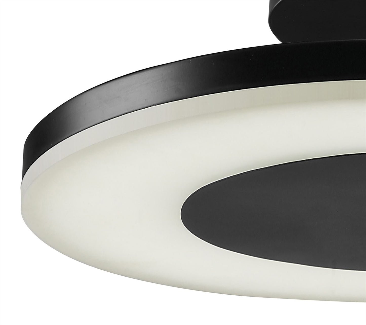 Mantra Discobolo 36cm LED Ceiling Light, 1800lm, Matt Black/Frosted Acrylic, 3yrs Warranty