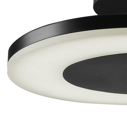 Mantra Discobolo 36cm LED Ceiling Light, 1800lm, Matt Black/Frosted Acrylic, 3yrs Warranty