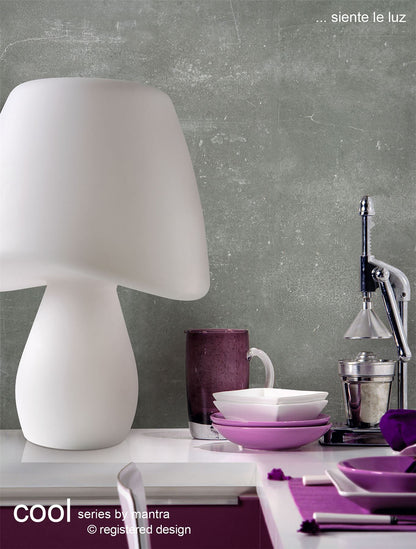 Mantra Cool Table Lamp 2 Light E27 In Line Switch Indoor, Opal White