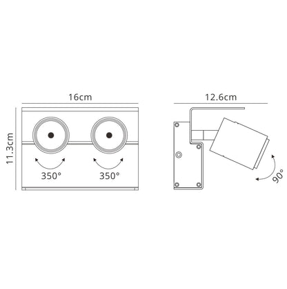 Mantra Fusion M5720 Bocaray Surface Mounted Spot/Wall Light 2 x 7W LED 4000K, 1030lm, Matt White/Black, 3yrs Warranty