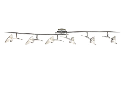 Mantra Flavia Linear Spot Light 6 Light G9 with Adjustable Heads, Polished Chrome