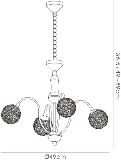 Diyas Apollo  4 Light G9 Satin Brass/Crystal Ceiling Pendant Light Fitting