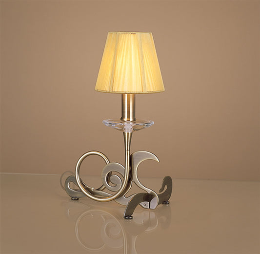 Mantra Acanto Table Lamp 1 Light E14, Antique Brass with Amber Cream Shade