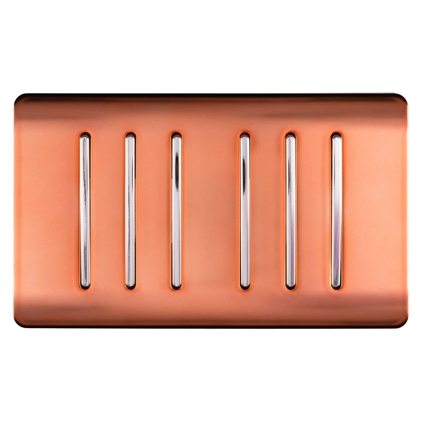 Trendi Artistic Modern Glossy 6 Gang 2 Way Rocker Double Plate Tactile Light Switch Copper