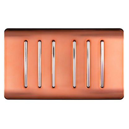 Trendi Artistic Modern Glossy 6 Gang 2 Way Rocker Double Plate Tactile Light Switch Copper