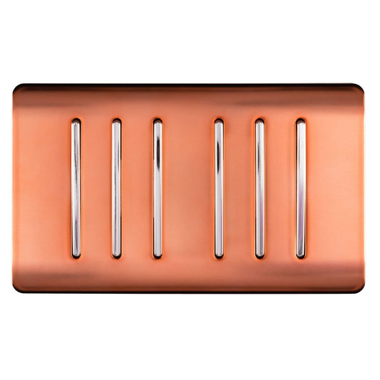 Trendi Artistic Modern Glossy 6 Gang 2 Way Rocker Double Plate Tactile Light Switch Copper
