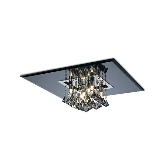 Diyas Starda Flush  Square 8 Light G9 Chrome/Smoked Mirror/Smoked Crystal Ceiling Light Fitting