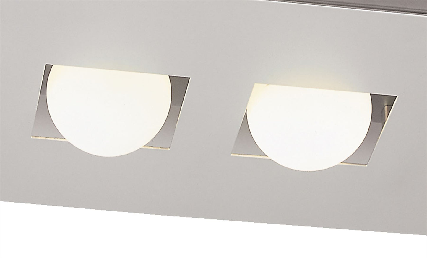 Mantra Cocoon Rectangular Flush Ceiling 2 Light G9, Silver/Frosted White Glass