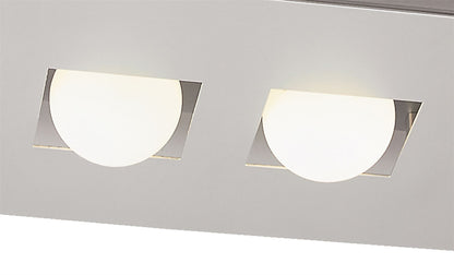 Mantra Cocoon Rectangular Flush Ceiling 2 Light G9, Silver/Frosted White Glass