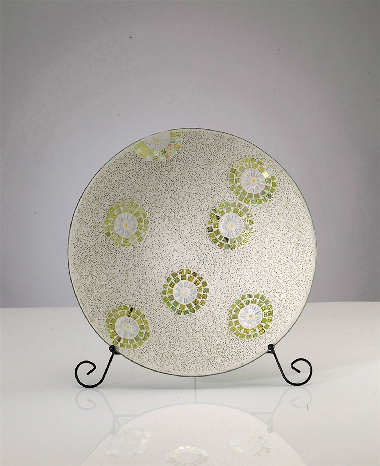 Diyas Home (DH) Floretta Mosaic Platter Green/Silver/White Mosaic