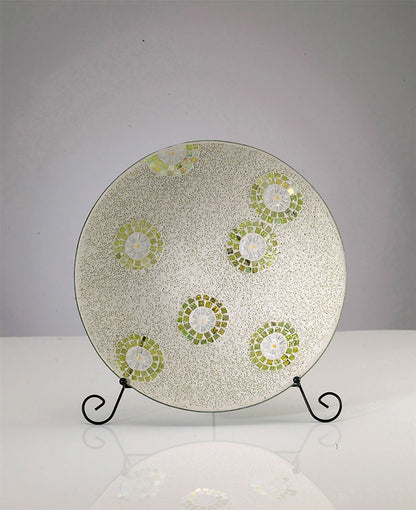 Diyas Home (DH) Floretta Mosaic Platter Green/Silver/White Mosaic