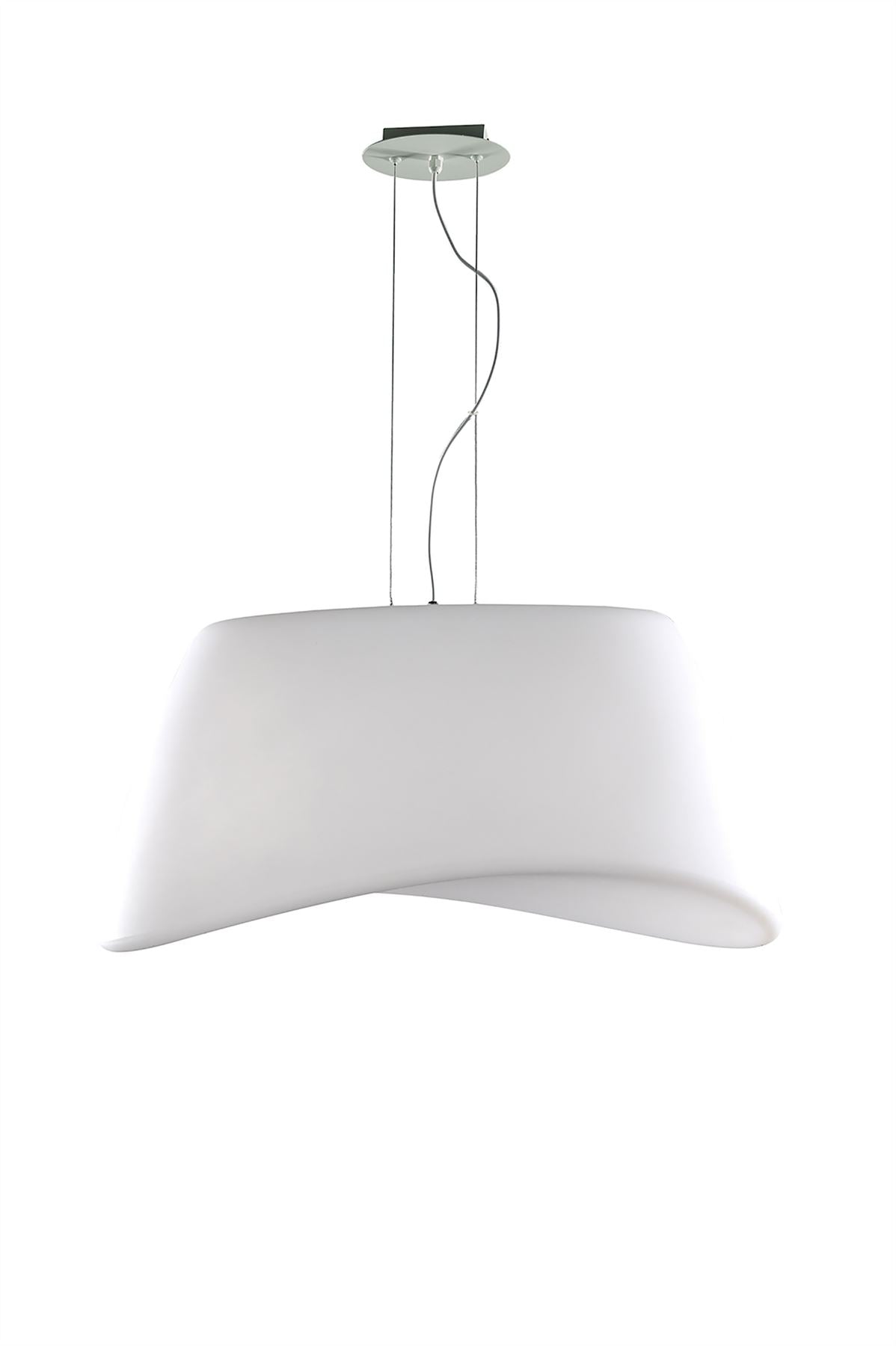 Mantra M1504 Cool Pendant 2 Light E27 Oval Outdoor IP44, Matt White/Opal White