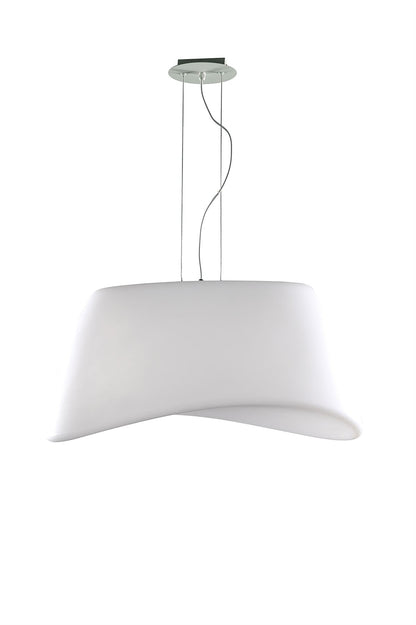 Mantra M1504 Cool Pendant 2 Light E27 Oval Outdoor IP44, Matt White/Opal White