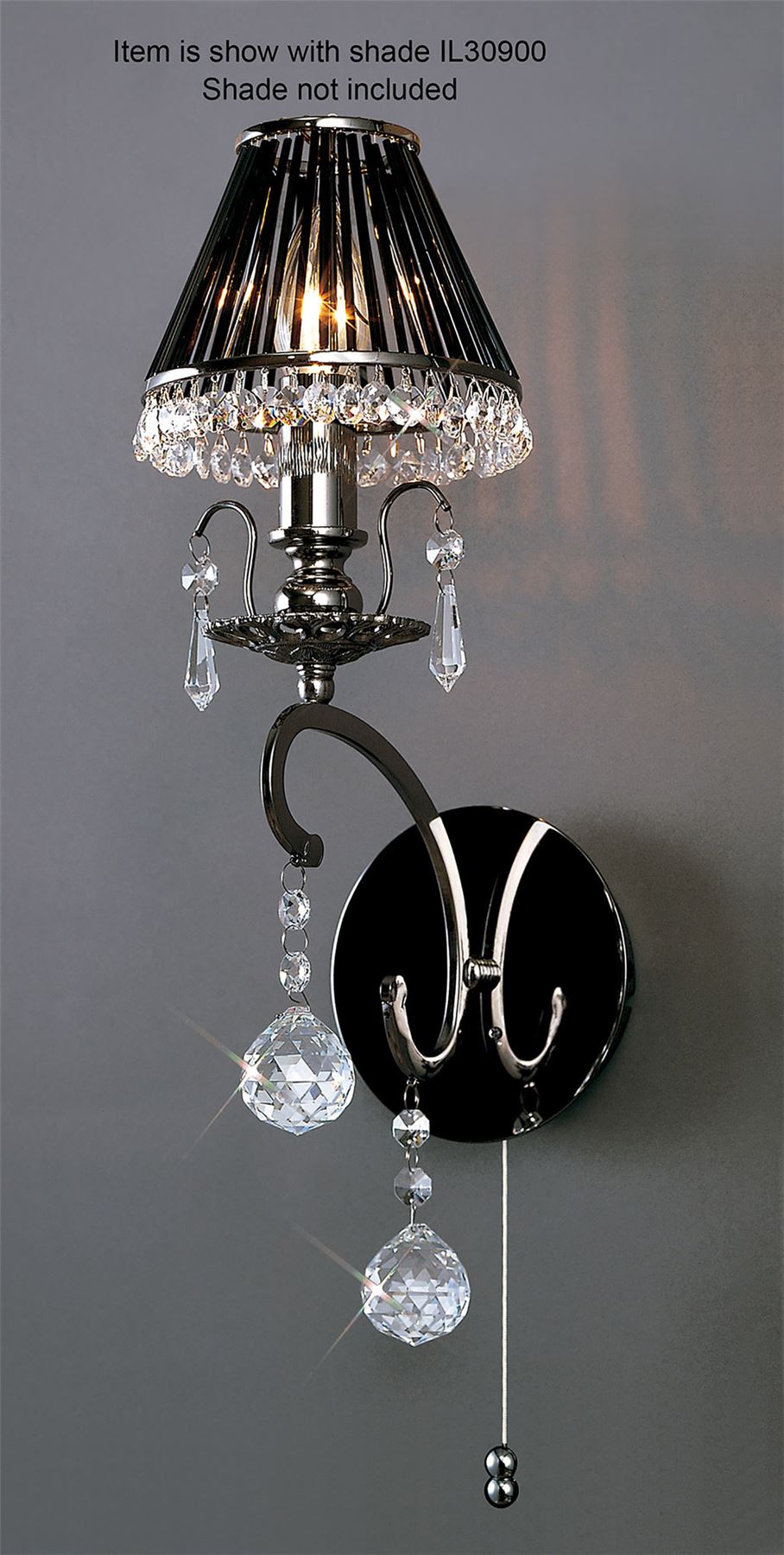 Diyas Pescara Wall Light 1 Light E14 Black Chrome/Crystal