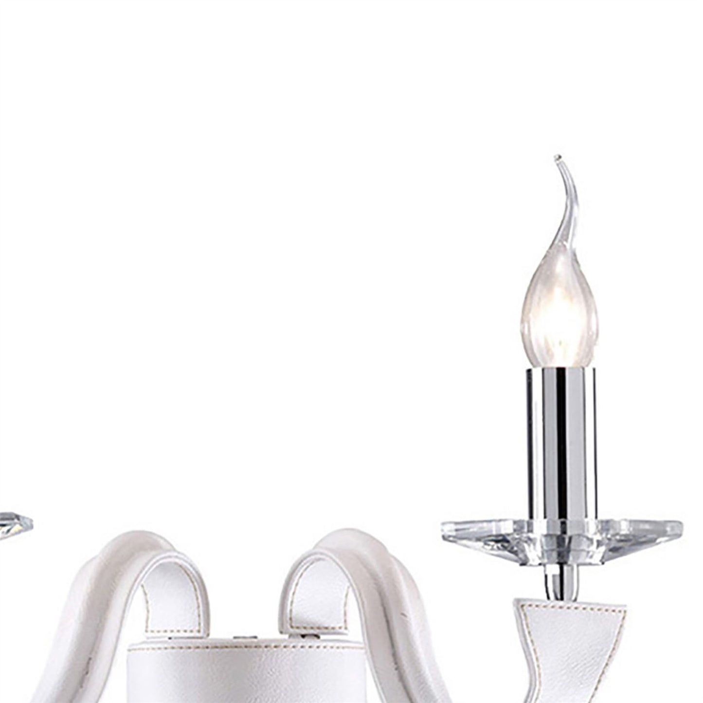 Diyas Nardini Wall Light 2 Light E14 Polished Chrome/White Faux Leather/Crystal