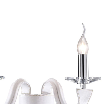 Diyas Nardini Wall Light 2 Light E14 Polished Chrome/White Faux Leather/Crystal