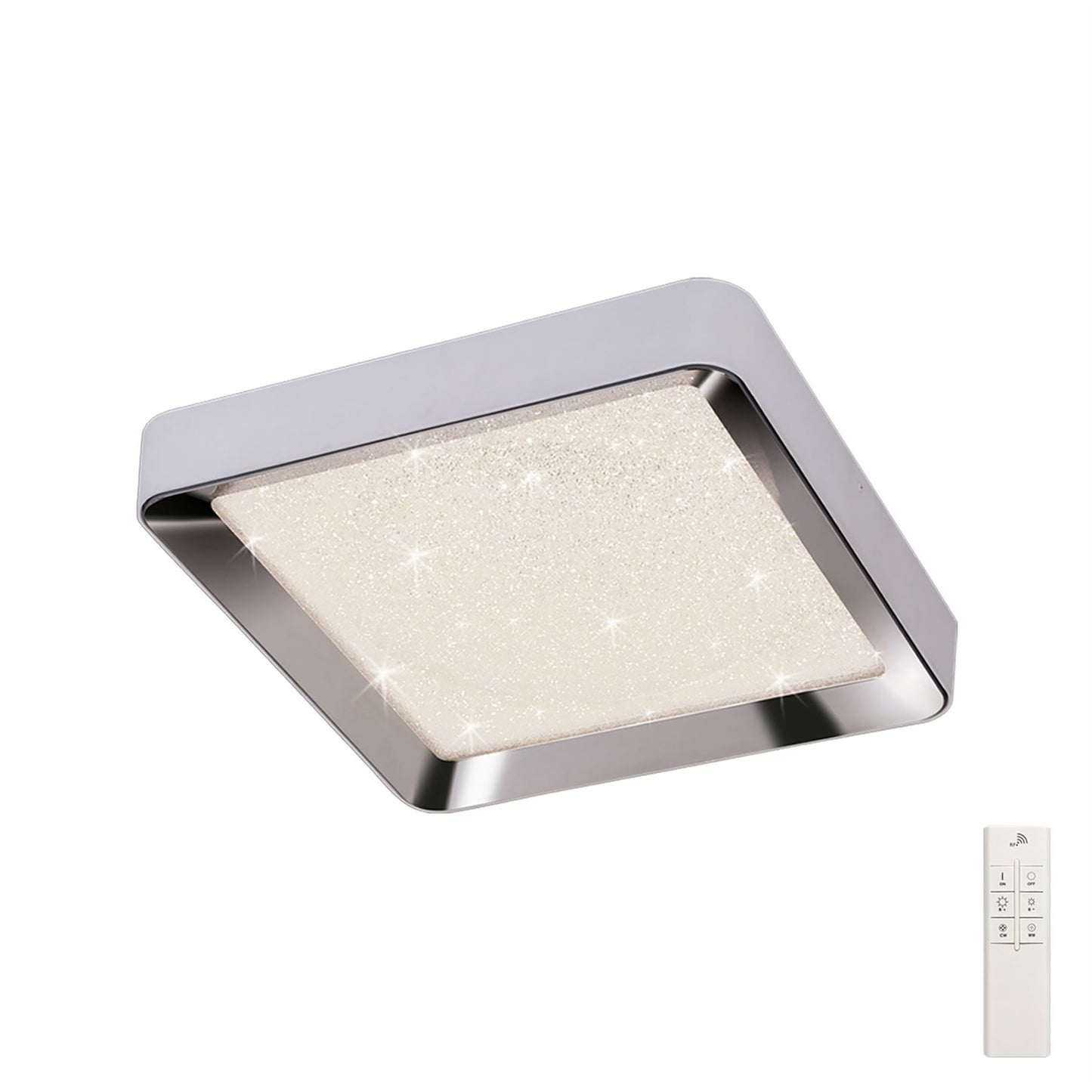 Mantra Fusion M5921 Male Flush 50cm Square 24W LED 3000-6500K Tuneable, 1920lm, Remote Control Chrome/ Acrylic, 3yrs Warranty - M5921 Crystal
