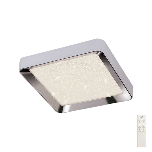 Mantra Fusion M5921 Male Flush 50cm Square 24W LED 3000-6500K Tuneable, 1920lm, Remote Control Chrome/ Acrylic, 3yrs Warranty - M5921 Crystal