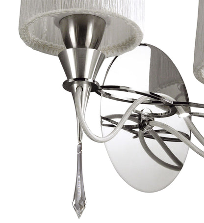 Mantra Lucca Wall Light Switched 2 Light E27, Polished Chrome with White Shades & Clear Crystal