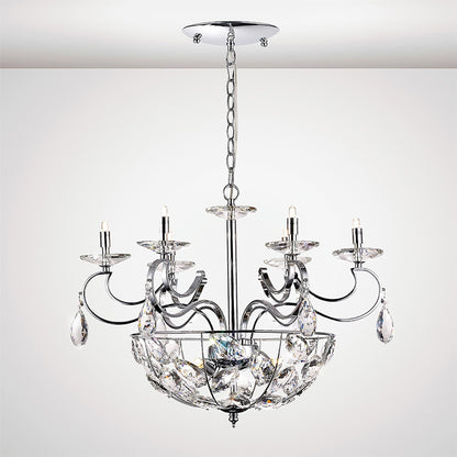 Diyas Galilea 65cm  6+3 Light G9 Polished Chrome/Crystal Ceiling Pendant Light Fitting