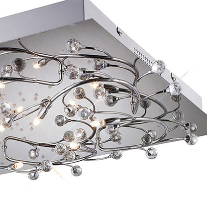 Diyas Fia Flush  Square 6 Light G4 with White LEDs Polished Chrome/Crystal, NOT LED/CFL Compatible Ceiling Light Fitting