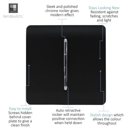Trendi Artistic Modern Home Automation Switch Matt Black