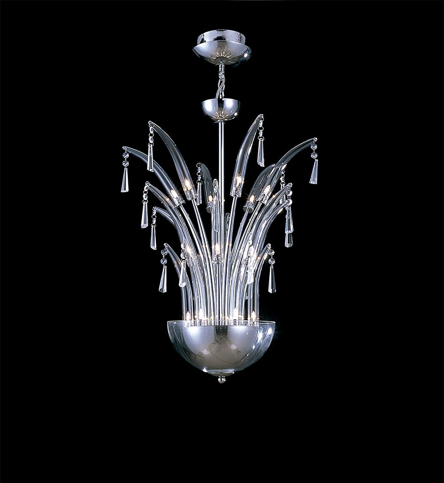 Diyas Jasper 55cm  Round 18 Light G4 Polished Chrome/Crystal, NOT LED/CFL Compatible Ceiling Pendant Light Fitting