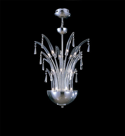 Diyas Jasper 55cm  Round 18 Light G4 Polished Chrome/Crystal, NOT LED/CFL Compatible Ceiling Pendant Light Fitting