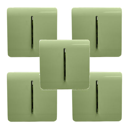 Trendi 1 Gang 2 Way 240V Screwless Artistic Modern Glossy 10 Amp Chrome Rocker Electrical Wall Light Switch in Moss Green (5 pack)