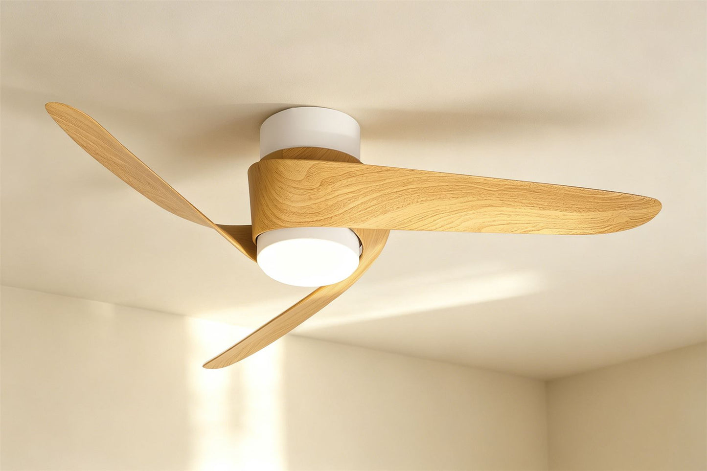 Groenland S 100cm 24W LED Dimmable Ceiling Light With Built-In 30W DC Fan, 2700-5000K Remote Control, 2640lm, White/Wood, 5yrs Warranty