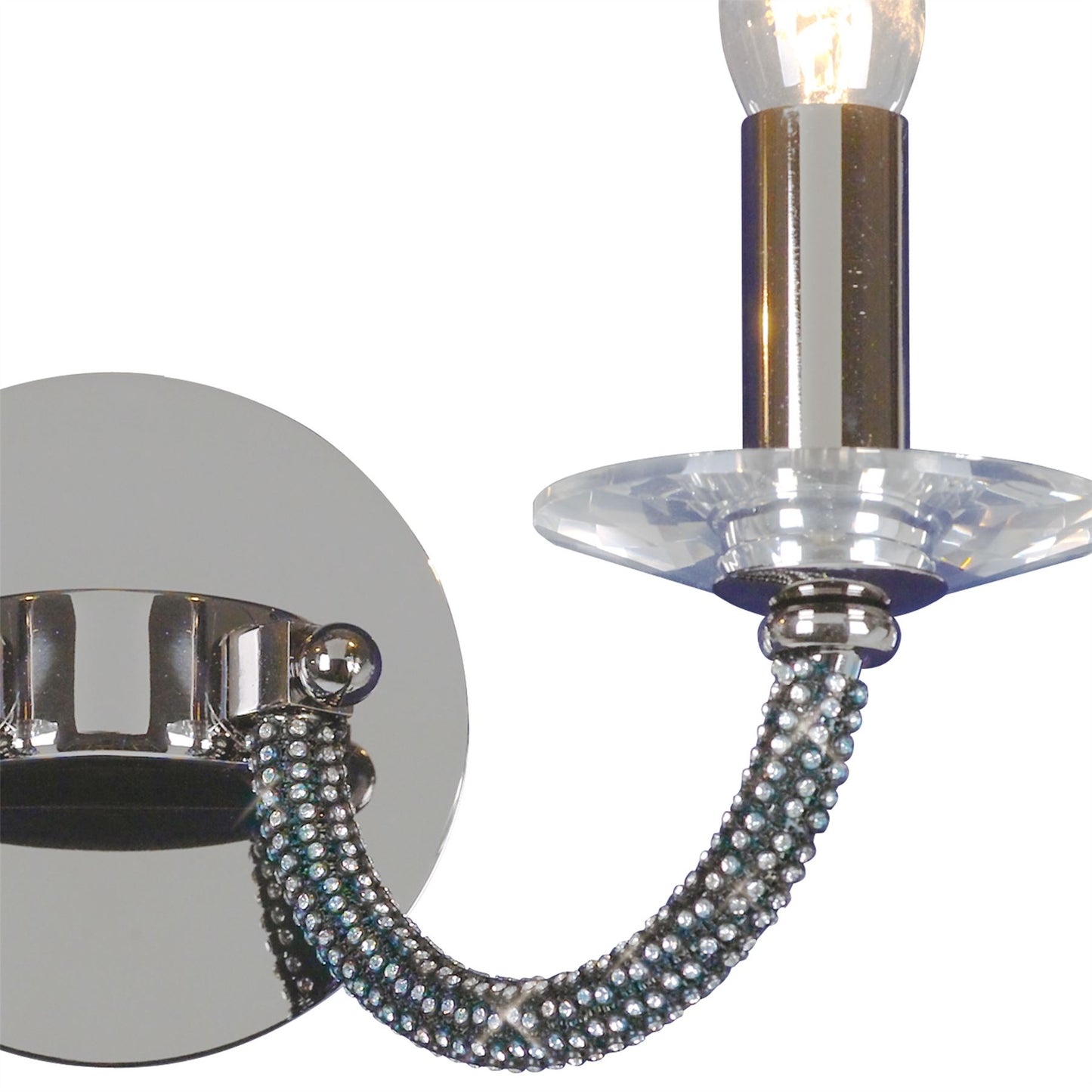 Diyas Elena Wall Light Switched 2 Light E14 Black Chrome/Crystal