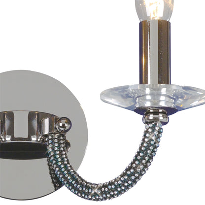 Diyas Elena Wall Light Switched 2 Light E14 Black Chrome/Crystal