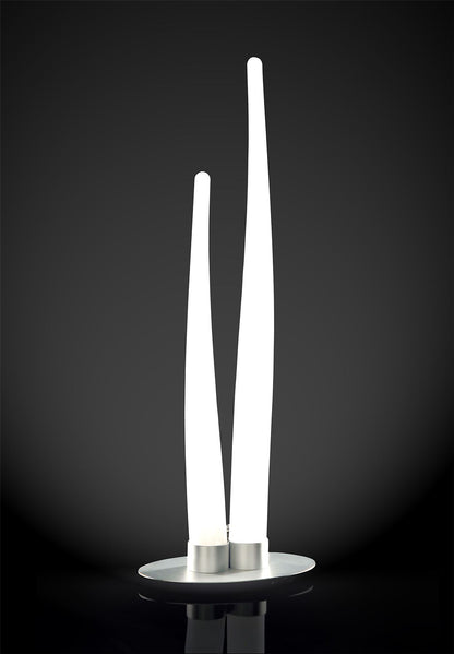 Mantra Estalacta Table Lamp 2 Light GU10 Indoor/Outdoor IP44, Silver/Opal White