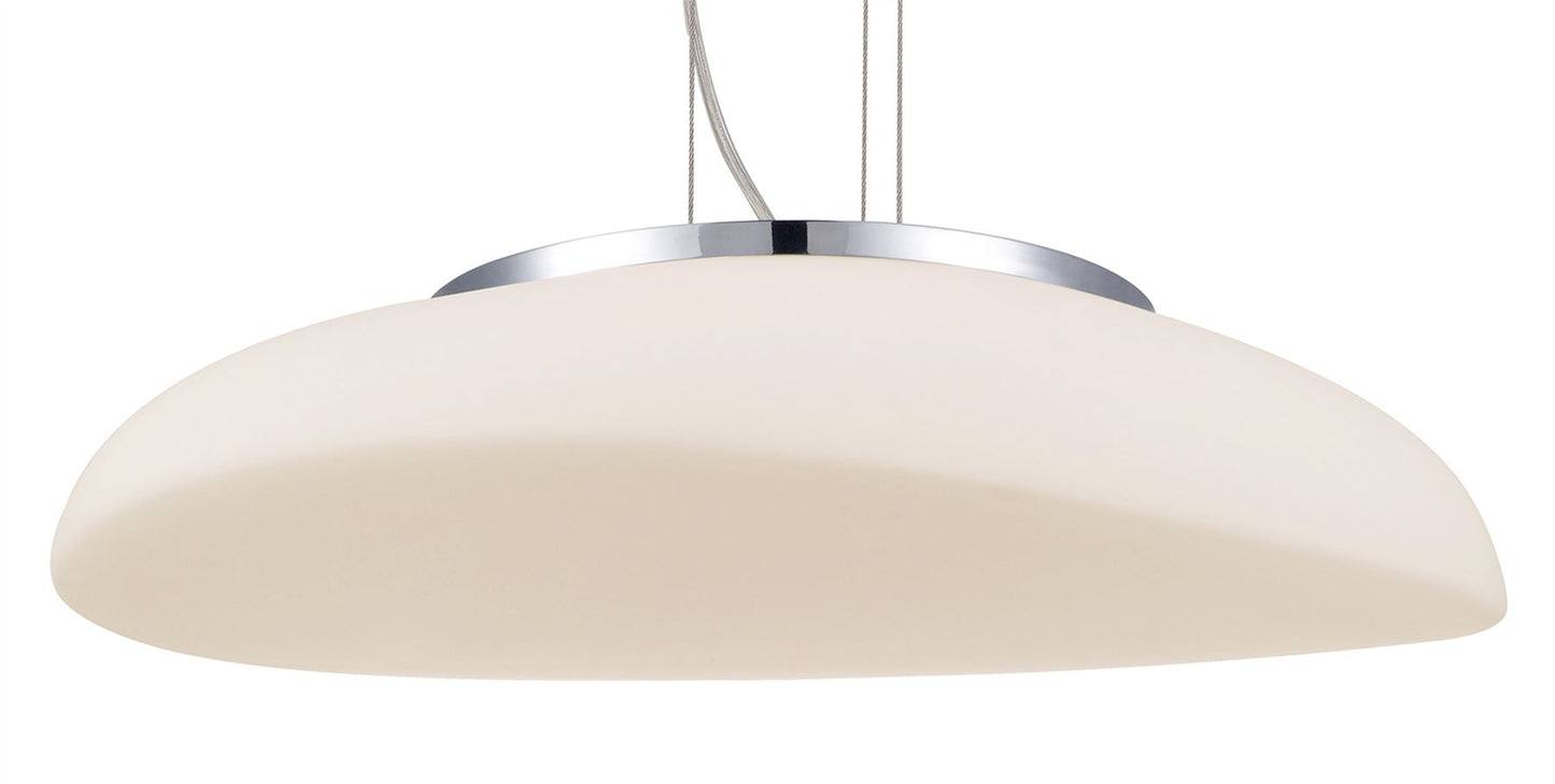 Mantra M4891 Opal Oval Pendant 4 Light E27, Polished Chrome/Frosted White Glass
