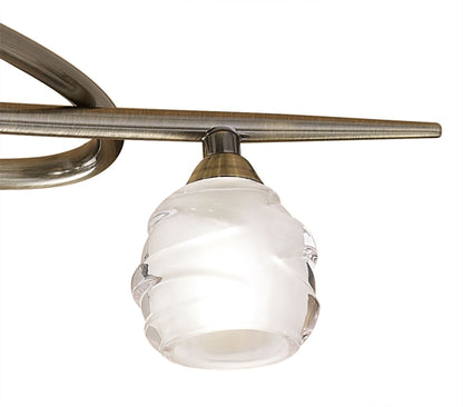 Mantra M1821 Loop Rectangular Telescopic Semi Flush Convertible 6 Light G9 ECO, Antique Brass
