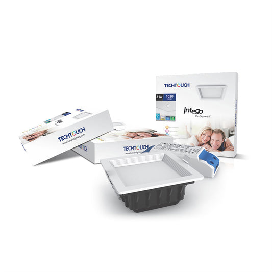 Techtouch Intego Pro Square Small 21W Warm White 1030lm, Cut Out: 120x120mm, 3yrs Warranty Recessed