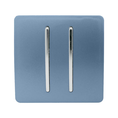 Trendi 2 Gang 2 Way Artistic Modern Glossy 10 Amp Rocker Tactile Light Switch Sky