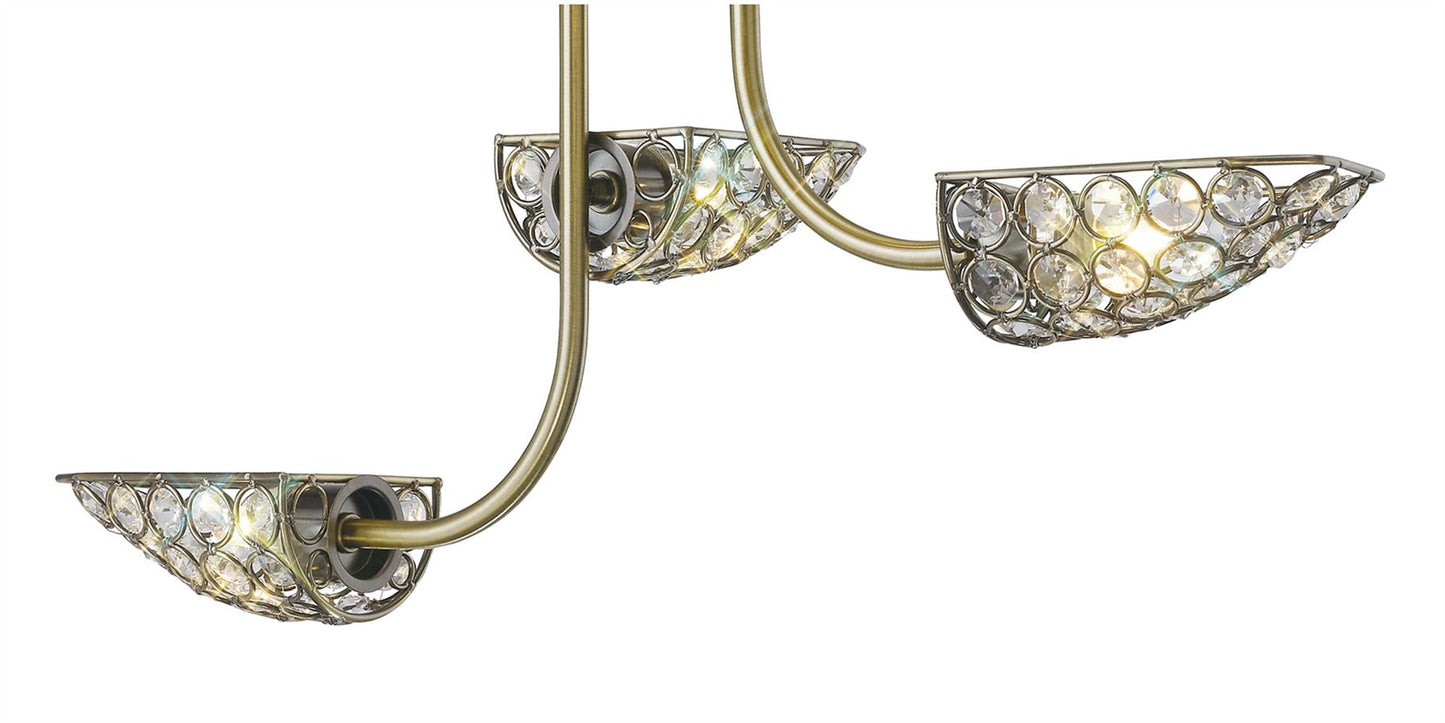 Diyas Ashton Semi  4 Light G9 Antique Brass/Crystal Ceiling Light Fitting