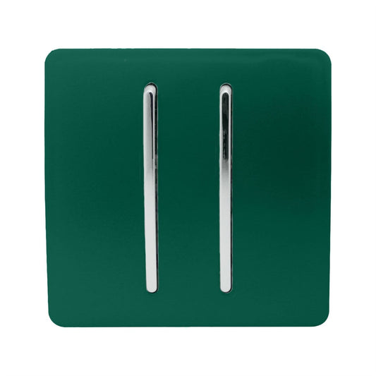 Trendi 2 Gang 3 Way Intermediate Artistic Modern Glossy 10 Amp Rocker Light Switch Dark Green