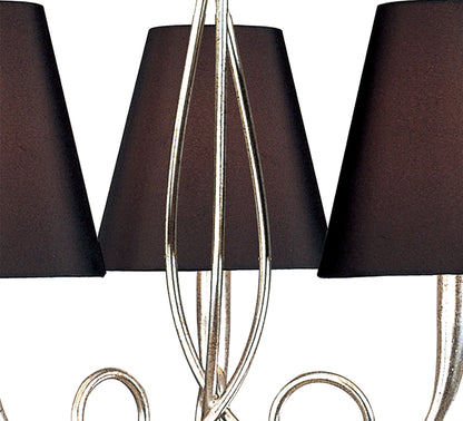 Mantra M0532 Paola Pendant 3 Light E14, Silver Painted with Black Shades & Black Glass Droplets