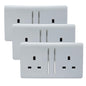 Trendi 2 Gang Artistic Modern Glossy 13 Amp Switched Tactile Plug Socket Silver (3 Pack)